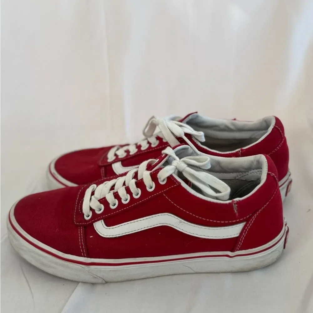 Vans Red White Men’s Size 9 Skate‎ Shoes Old Skool Canvas Low
